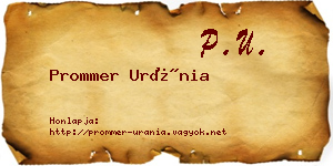 Prommer Uránia névjegykártya